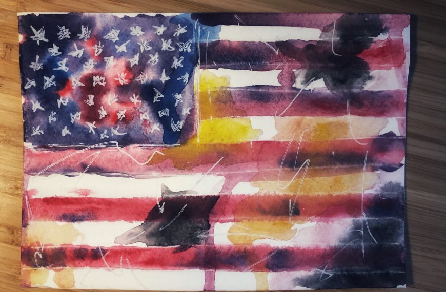 Watercolor painting of the USA flag