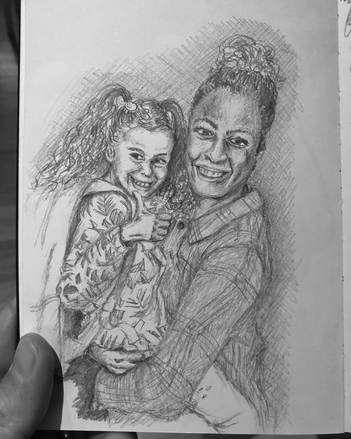 Picture of drawing of wife and daughter