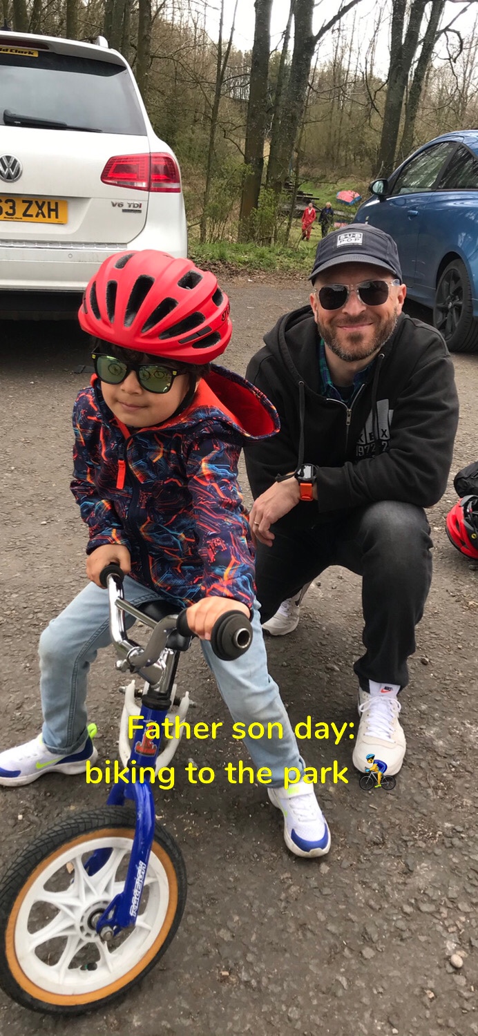 Father son day: biking to the park
