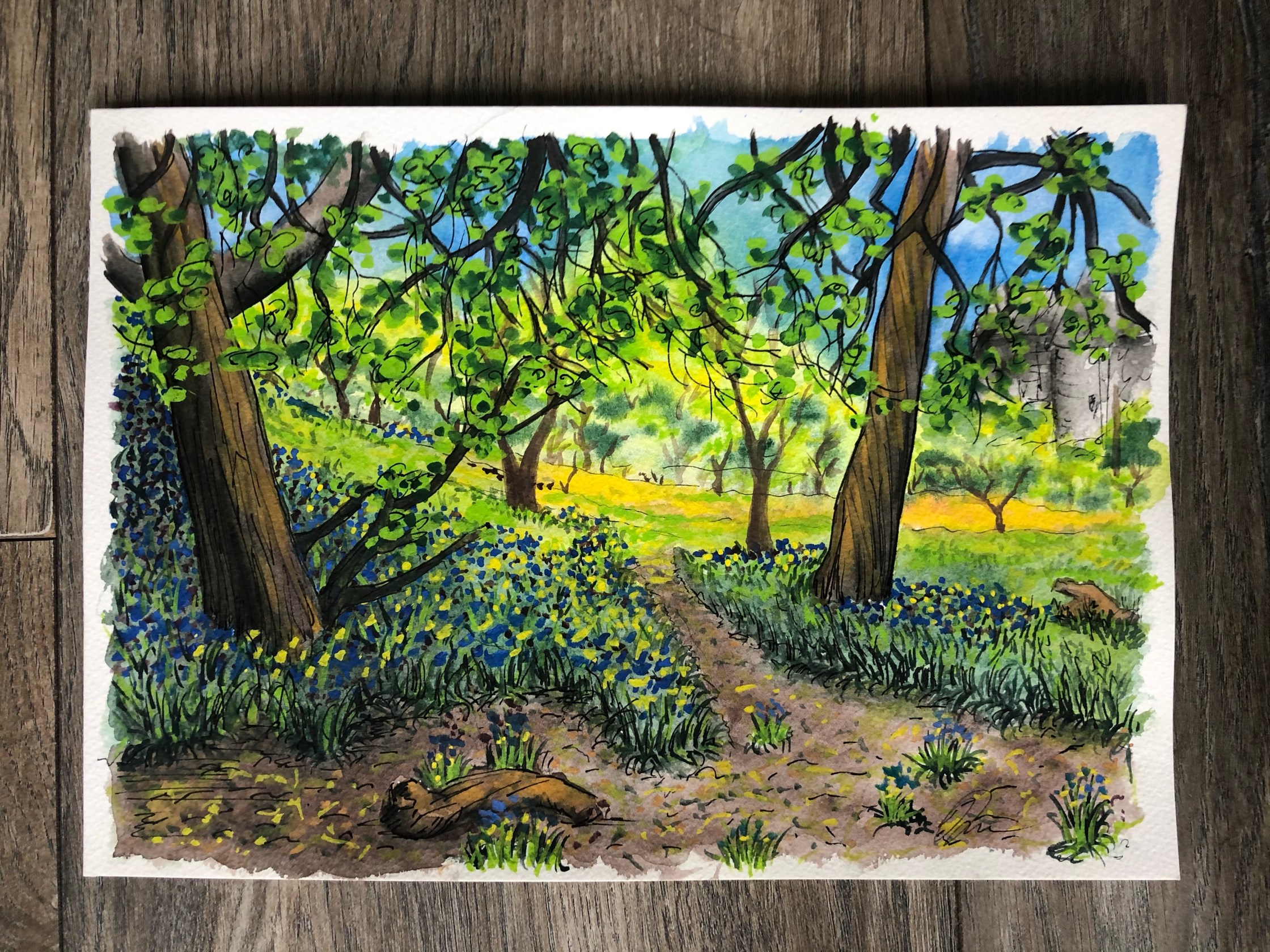 Painting of the woods close to our house.
